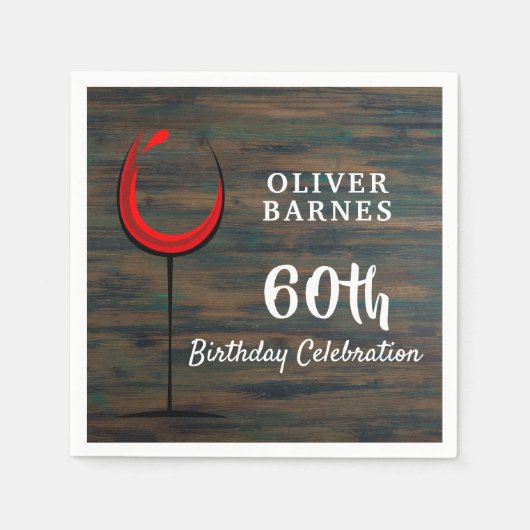 ウッドレッド素朴ワイン60thバースデーパーティー スタンダードカクテルナプキン (正面)