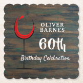 ウッドレッド素朴ワイン60thバースデーパーティー ペーパーコースター (正面)