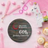 ウッドレッド素朴ワイン60thバースデーパーティー ペーパープレート (パーティー)