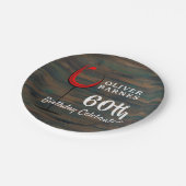 ウッドレッド素朴ワイン60thバースデーパーティー ペーパープレート (アングル)