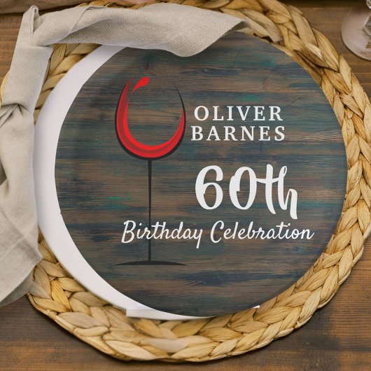 ウッドレッド素朴ワイン60thバースデーパーティー ペーパープレート