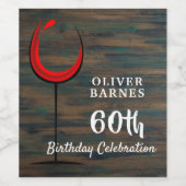 ウッドレッド素朴ワイン60thバースデーパーティー ワインラベル (シングルラベル)