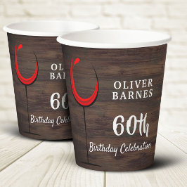 ウッドレッド素朴ワイン60thバースデーパーティー 紙コップ