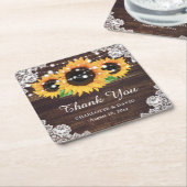 ウッドレパーソナライズされたースひま結婚わ スクエアペーパーコースター (アングル)