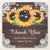 ウッドレパーソナライズされたースひま結婚わ スクエアペーパーコースター (正面)