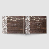 ウッドレースとストリングライト ゲストブック (全面)