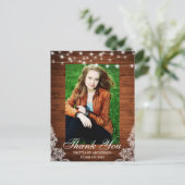 ウッドレースライト写真卒業ありがとう ポストカード (スタンド正面)