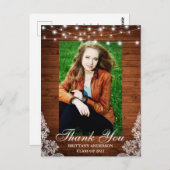 ウッドレースライト写真卒業ありがとう ポストカード (正面/裏面)