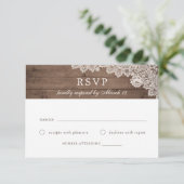 ウッドレース素朴ウェディングRSVPレスポンスカード 招待状 (スタンド正面)