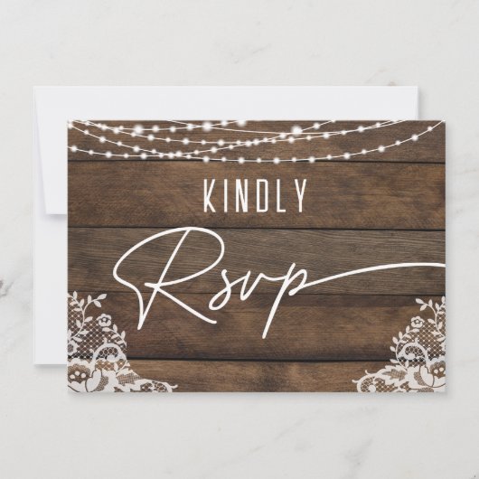 ウッドレース素朴ウェディングRSVP セーブザデート (正面)