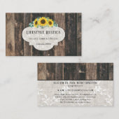 ウッドレース素朴シャビーひまわりグランジビジネス 名刺 (正面/裏面)