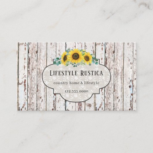 ウッドレース素朴シャビーひまわりグランジビジネス 名刺 (正面)