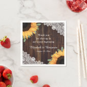 ウッドレース素朴ストリングライトサンフラワー結婚ズ スタンダードカクテルナプキン (インサイチュ)