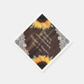 ウッドレース素朴ストリングライトサンフラワー結婚ズ スタンダードカクテルナプキン (角)