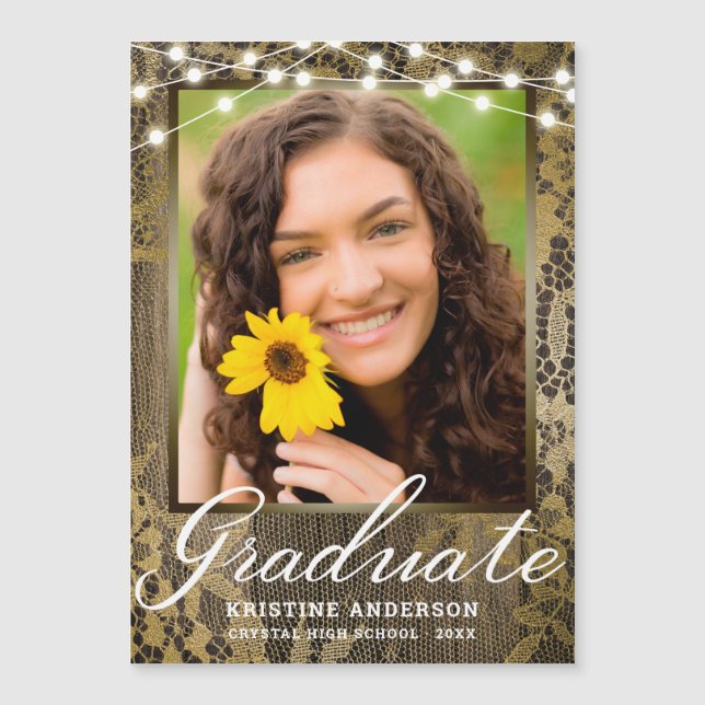 ウッドレース素朴ストリングライト写真卒業 (正面)