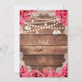 ウッドレース素朴ブライトピンクローズブライダルシャワー 招待状 (裏面)
