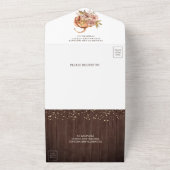 ウッドレース素朴ボホパンプキンオータム秋の結婚式 オールインワン招待状 (外側)