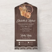 ウッドレース素朴ボホパンプキンオータム秋の結婚式 オールインワン招待状 (内側)