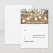 ウッドレース素朴メイスンジャイルライツウェディングRSVP 出欠カード (正面/裏面)