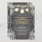 ウッドレース素朴メイスンジャイルライツバースデーパーティー 招待状 (正面/裏面)