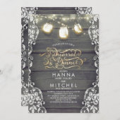 ウッドレース素朴メイスンジャイルライツリハーサルディナー 招待状 (正面/裏面)