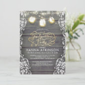 ウッドレース素朴メイスンジャイルライト卒業式パーティー 招待状 (スタンド正面)