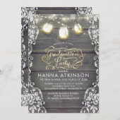 ウッドレース素朴メイスンジャイルライト卒業式パーティー 招待状 (正面/裏面)