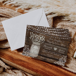 ウッドレース素朴結婚式招待状、メイソンジャー 招待状