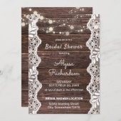 ウッドレース&ストリングライトブライダルシャワー 招待状 (正面/裏面)