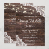 ウッドレース＆ストリングライト　日程変更 招待状 (正面/裏面)