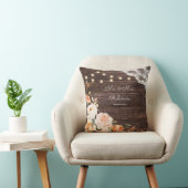 ウッドレース、ストリングライト、赤面&ピーチフローラ クッション (椅子)