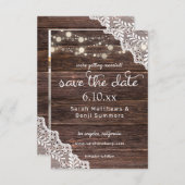 ウッドレース&ストリングライトV2写真を保存 セーブザデート (正面/裏面)