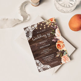 ウッドレース ブラッシュ＆ピーチ フラワーリング（照明付） 招待状