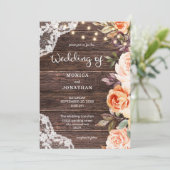 ウッドレース ブラッシュ＆ピーチ フラワーリング（電飾付） 招待状 (スタンド正面)