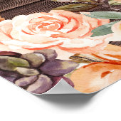 ウッドレース、ライト、赤面&ピーチフローラバー標識 ポスター (角)