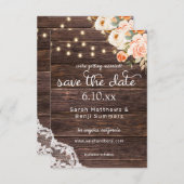 ウッドレース、ライト、赤面&ピーチフローラ 素朴 セーブザデート (正面/裏面)