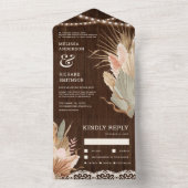 ウッドレ素朴スボホドライパームパンパスズ結婚ズ オールインワン招待状 (内側)