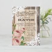 ウッドレ素朴ースとバラブライダルシャワー 招待状 (スタンド正面)