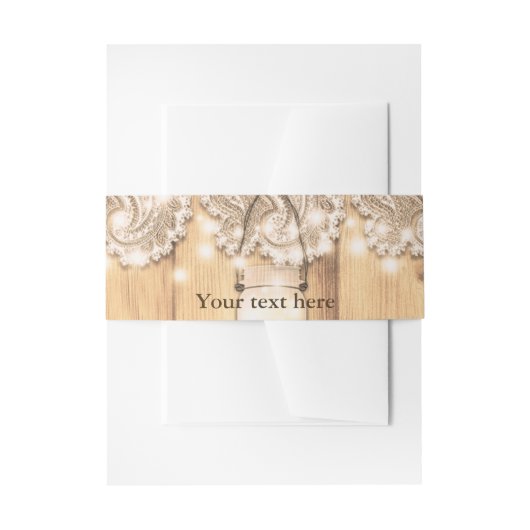 ウッドレ素朴ースとライトメイソン・ジャー結婚ズ 招待状ベリーバンド (正面例)