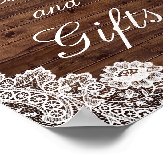 ウッドレ素朴ースのカードとギフト結婚のポスター ポスター (角)