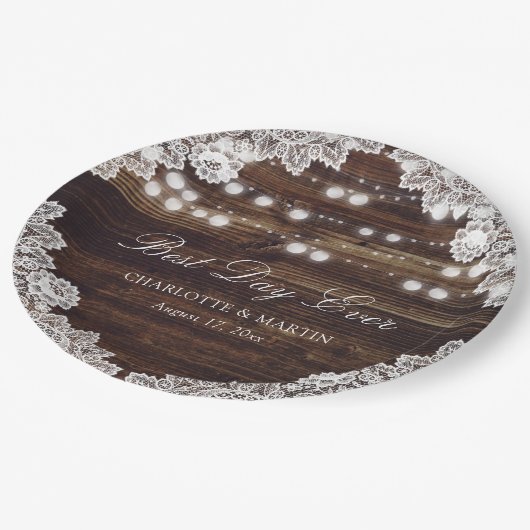 ウッドレ素朴ースのストリングラ結婚イト ペーパープレート (アングル)