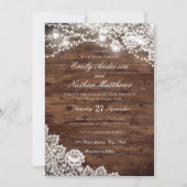 ウッドレ素朴ースのメイスンジャーのストリングラ結婚イト 招待状 (正面)