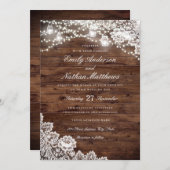 ウッドレ素朴ースのメイスンジャーのストリングラ結婚イト 招待状 (正面/裏面)