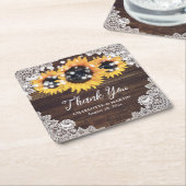 ウッドレ素朴ースひまわり結婚の花 スクエアペーパーコースター (アングル)