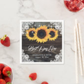 ウッドレ素朴ースひまわり結婚紙ナプキンス スタンダードカクテルナプキン (インサイチュ)