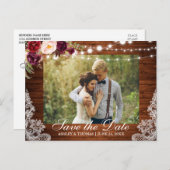 ウッドレ素朴ースフローラ保存日付バック文字 案内ポストカード (正面/裏面)