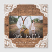 ウッドレ素朴ース写真Save the Date Magnet (正面)