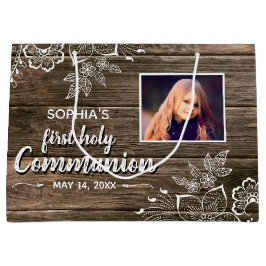 ウッドレ素朴ース初の聖体拝領写真 ラージペーパーバッグ