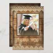 ウッドレ素朴ース卒業写真ありがとう サンキューカード (正面/裏面)