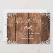 ウッドレ素朴ース国の結婚式の日付を保存 セーブザデート (正面)